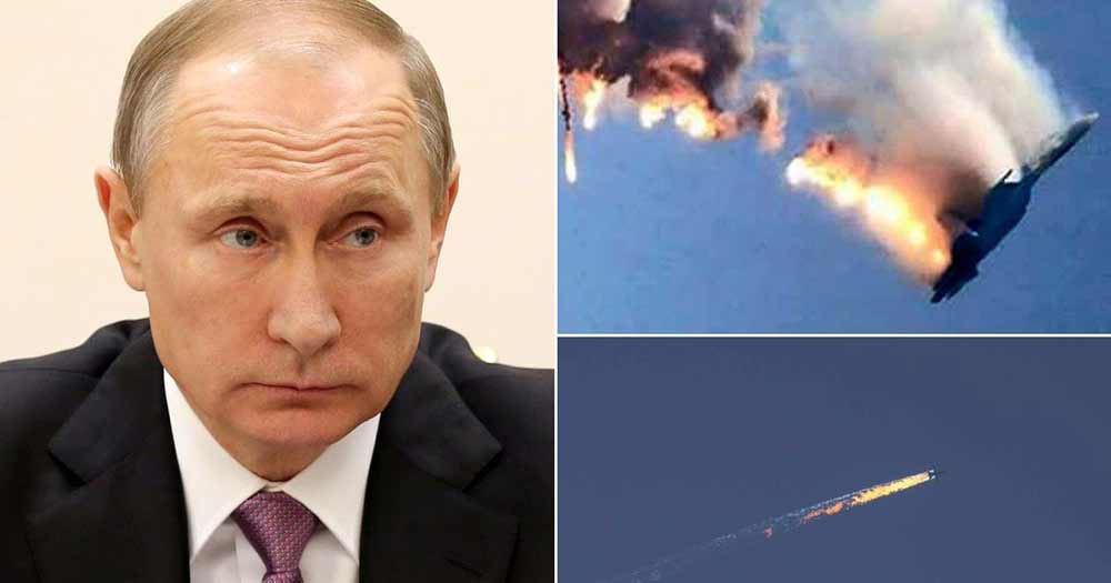 Putin looking worried as Turkey shoots down a Russian jet
