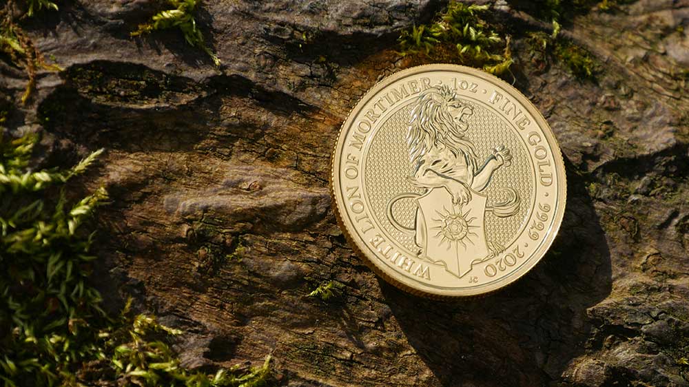 1/4oz Gold UK Queen's Beasts White Lion of Mortimer Coin, 2020 1/4oz Gold UK Queen's Beasts White Lion of Mortimer Coin, 2020