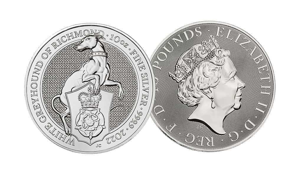 NEW The Royal Mint’s 2022 10oz Silver White Greyhound Of Richmond Coin