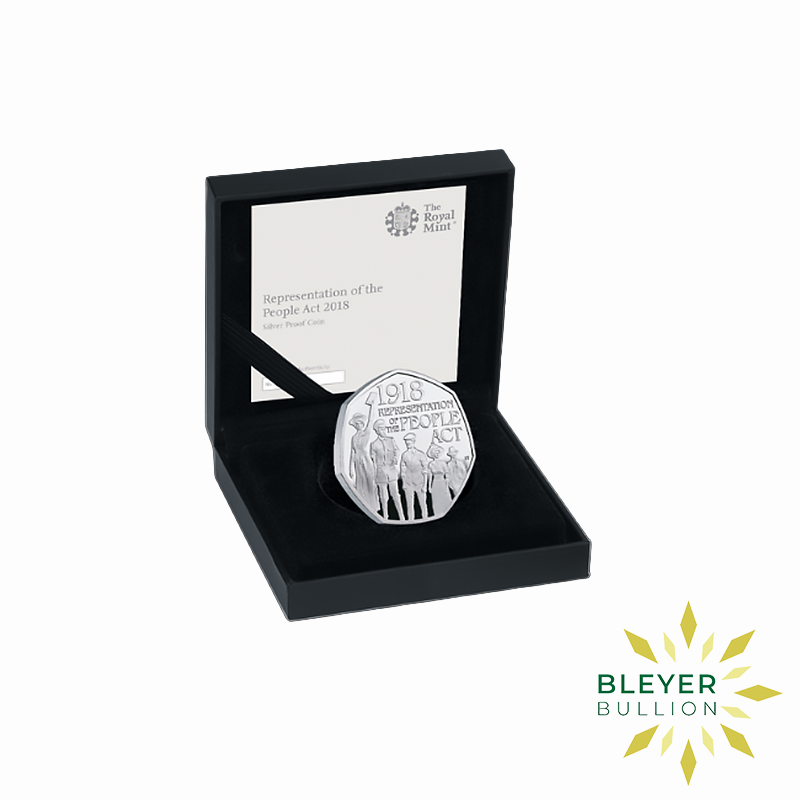 1918 50p Silver Proof 100th Anniversary Representation People Act boxed